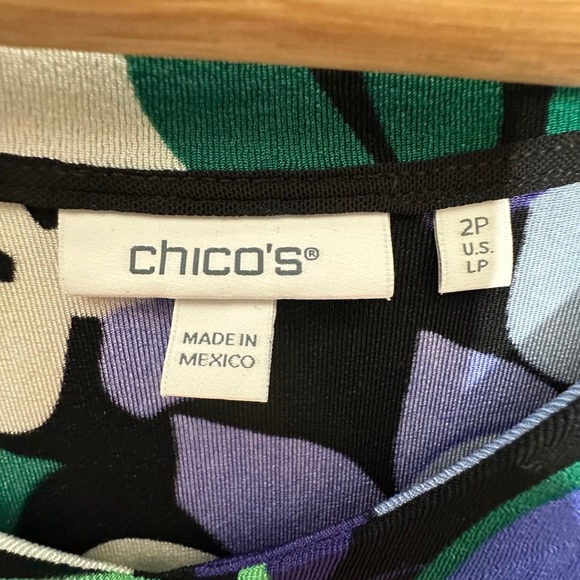 Chico's Travelers™ Floral V-Neck Maxi Dress Women's 2P (US LP) Blue Green - Picture 7 of 9